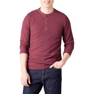 Long Sleeve Waffle Henley Shirts for Men, Slim-Fit